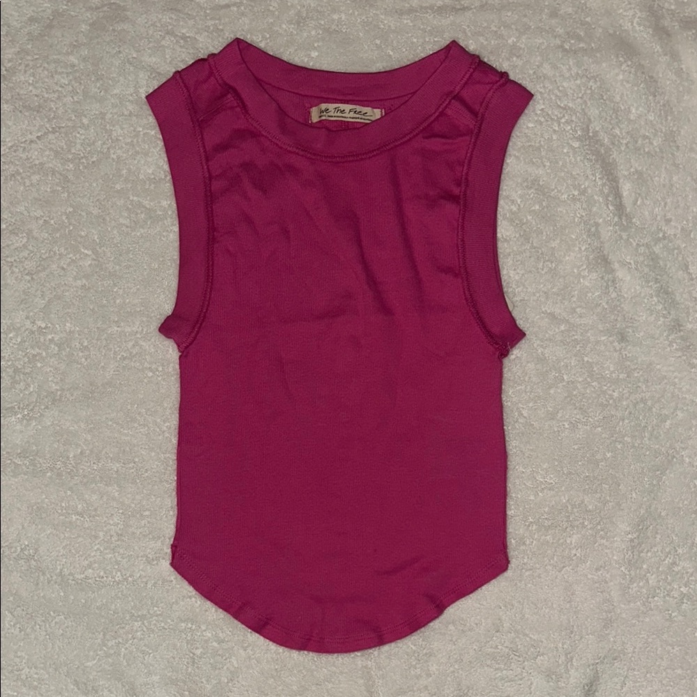 Free People Pink Sleeveless Muscle Tee